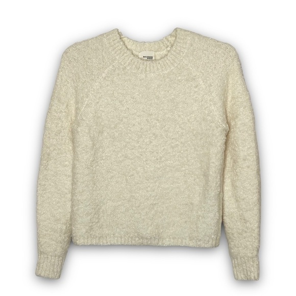 ARITZIA WILFRED FREE Wool Mohair Fuzzy Oversized Ivory Chunky Knit Sweater XXS - Picture 1 of 4